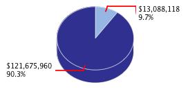 Pie chart displaying Higher Education agency as $13,088,118 or 9.7% of the 2009-10 Total State Funds Budget.
