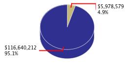 Pie chart displaying Natural Resources agency as $5,978,579 or 4.9% of the 2010-11 Total State Funds Budget.